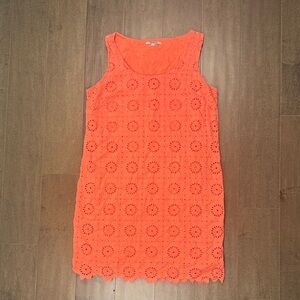 Madewell Bright Orange Eyelet Mini Dress